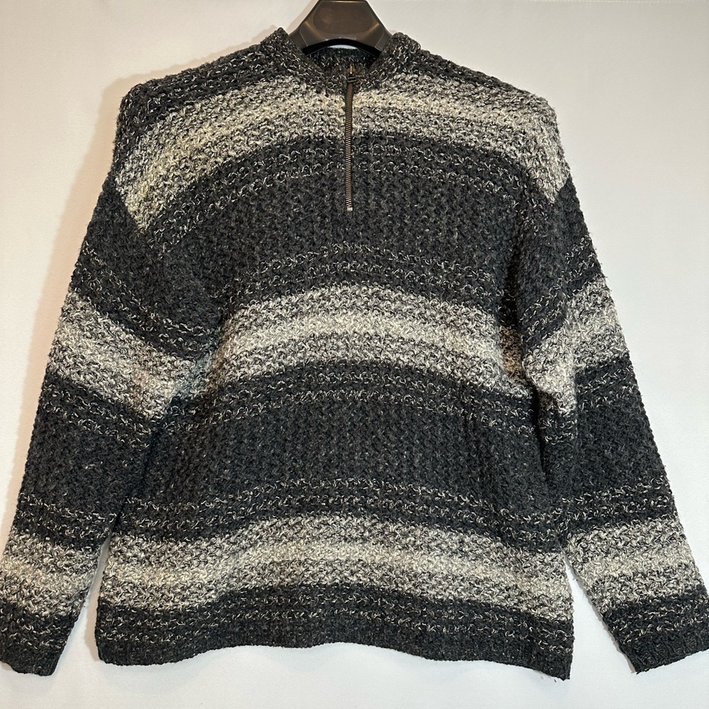 Claiborne Mens Wool Blend Sweater M Cable Knit Pullover Mock Neck 1/4 Zipper - Picture 7 of 9